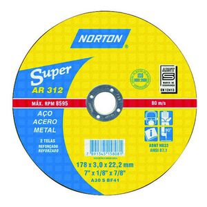 Disco de Corte De Aço 7" x 1/8" x 7/8" AR312 Super Norton
