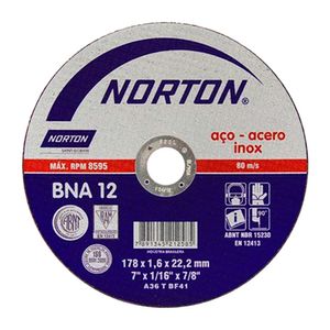 Disco de Corte Norton BNA 12 para Inox 7 Polegadas