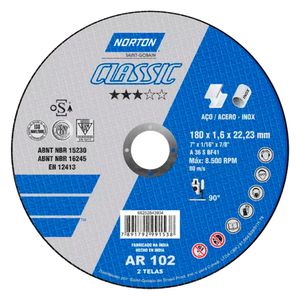 Disco de Corte Norton AR 102 Classic para aço 7 Polegadas