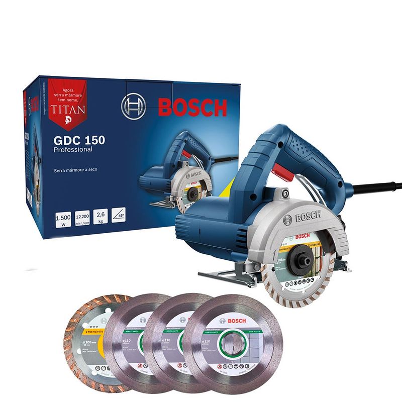 Kit-Serra-Marmore-Bosch-GDC-150-Titan-1500W-com-5-Discos