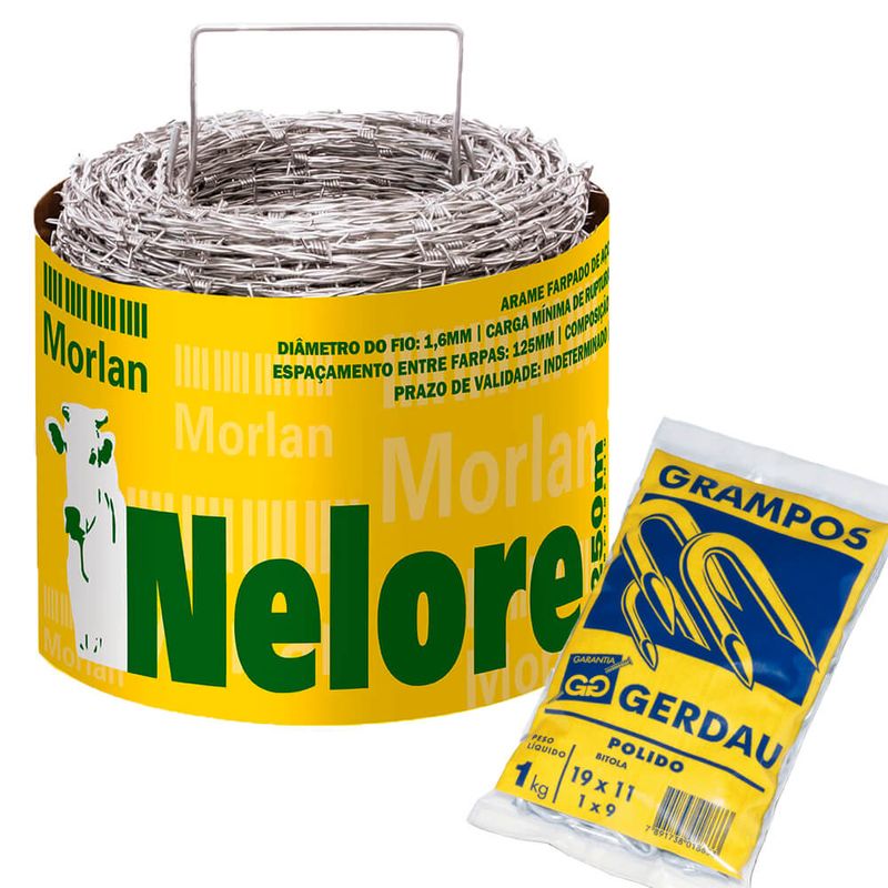 Kit-Arame-Farpado-Nelore-Morlan-250-Metros-com-Grampo-Gerdau-Polido-19x11-para-Cerca-2