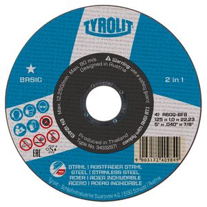 Disco de Corte Tyrolit A60Q-BF Basic 4.1/2 Polegadas