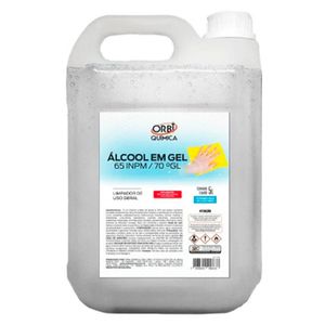 Álcool Gel Orbi 70% Antisséptico Higienizador 5 Litros