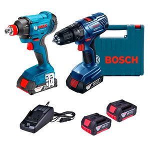 Kit Combo Bosch Parafusadeira/Furadeira GSB 180-LI e Chave de Impacto GDX 180-LI com 2 Baterias e Carregador Bivolt e Maleta