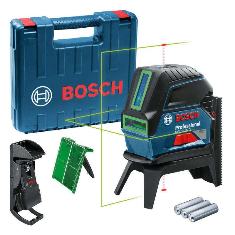 Nivel-a-Laser-Verde-Bosch-GCL-2-15G-Pontos-Prumo-15M-e-Maleta