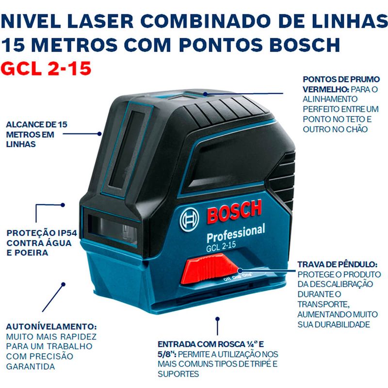 Nivel-a-Laser-Vermelho-Bosch-GCL-2-15-Pontos-Prumo-15M-e-Maleta