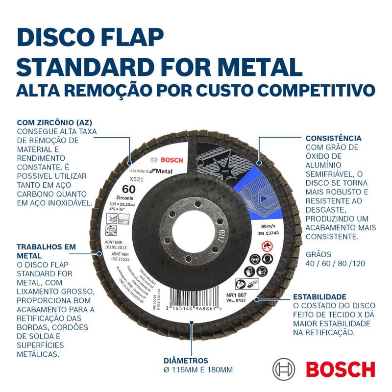 Disco-de-Lixa-Flap-Disco-Bosch-Standard-G-80-7-Pol