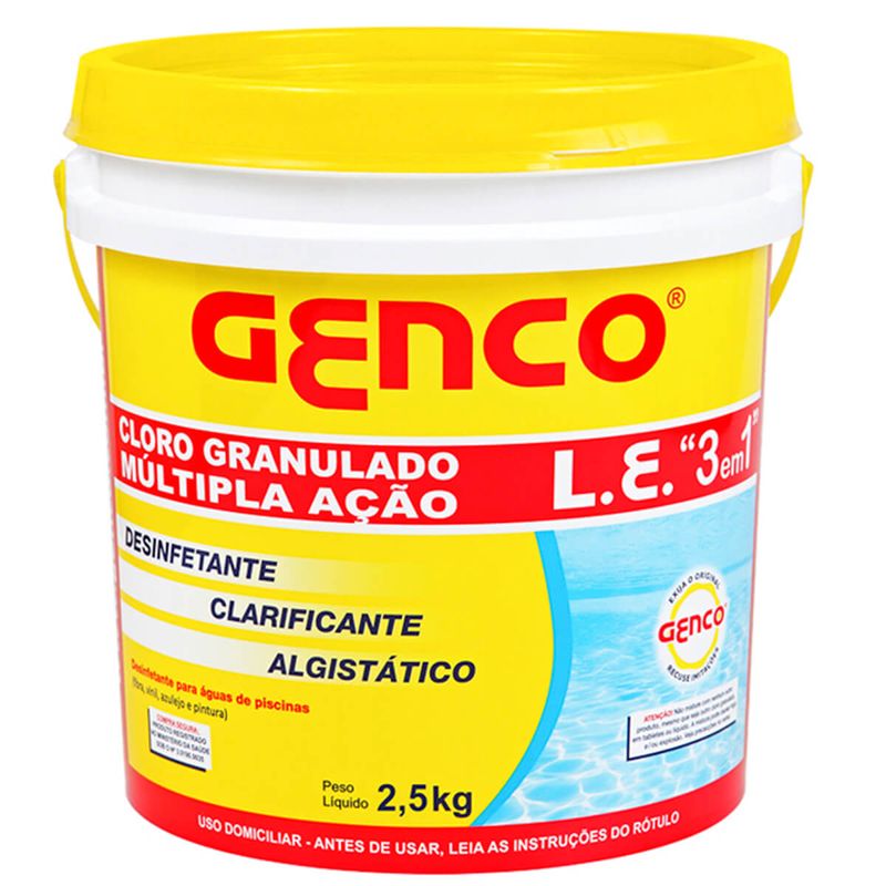 Cloro-para-Piscina-Genco-Granulado-3-em-1-Balde-com-25-kg