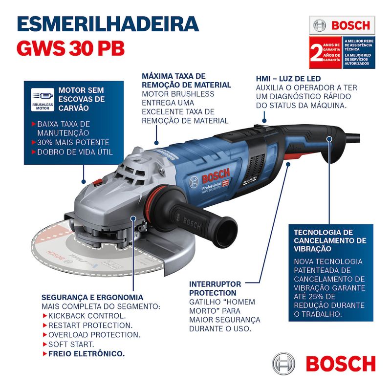 Esmerilhadeira-Angular-Bosch-Brushless-GWS-30-230-PB-7-Pol-2800W