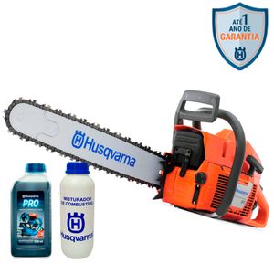 Kit Motosserra Husqvarna 61 a Gasolina 18 Pol com Óleo e Misturador
