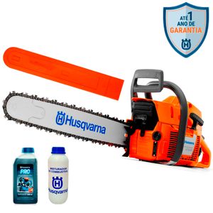 Kit Motosserra Husqvarna 272 XP a Gasolina Sabre 13 Pol com Óleo e Misturador