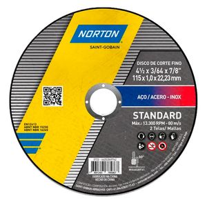 Disco de Corte Standart Norton 04.1/2 X 1,0 Polegadas