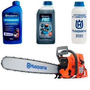 Kit de Motosserra Husqvarna 395 XP a Gasolina 94cc Sabre 28" C/ Óleo Lubrificante