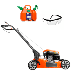 KIT CORTADOR DE GRAMA A GASOLINA HUSQVARNA LB256SP 3,6 HP + BIDÃO + OCULOS