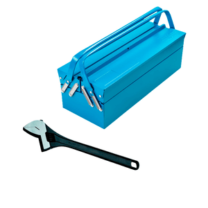 Kit Caixa De Metal Sanfonada Tramontina+chave Inglesa Gedore 12 Polegadas