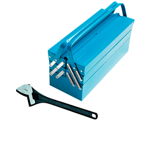 Kit Caixa de Metal Sanfonada Tramontina com 5 gavetas + Chave Inglesa 12 Polegadas