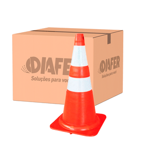 Kit Cone Para Sinalização Plastcor NBR 75cm Branco/Laranja Refletivo - 10 unidades