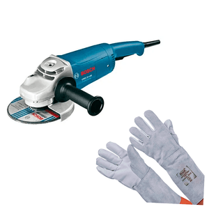 Kit Esmerilhadeira Angular Bosch Gws 2200-180 2200w 7 Pol - 220 Volts +  Luva De Vaqueta Mista Zanel