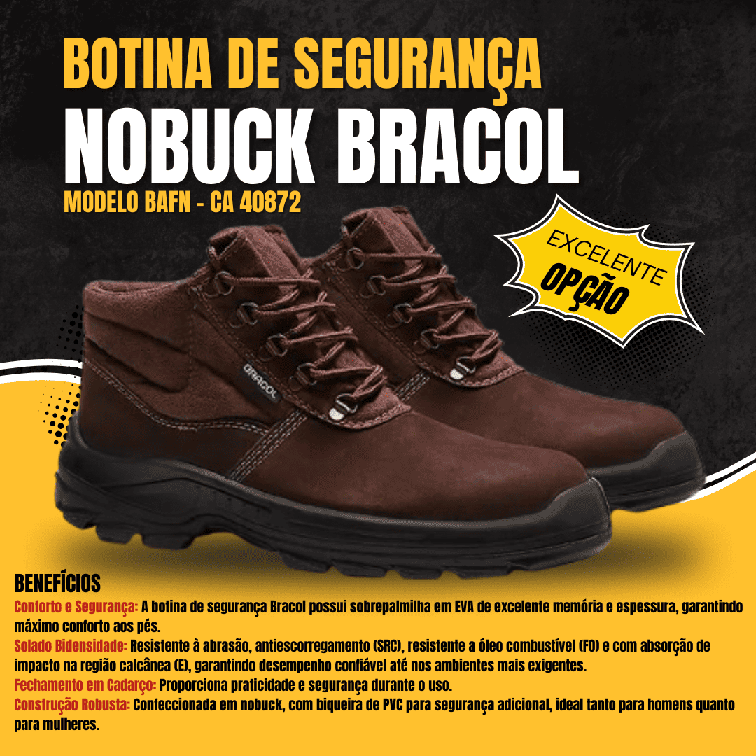 Bota de Segurança Nobuck Bracol 4031BAFN4400LL com Bico PVC