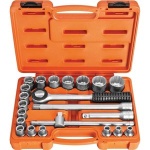 Jogo de Soquetes Vip Industrial com Catraca  1/2" Estriado 8-32mm 22 Peças